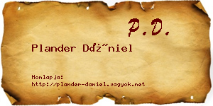 Plander Dániel névjegykártya